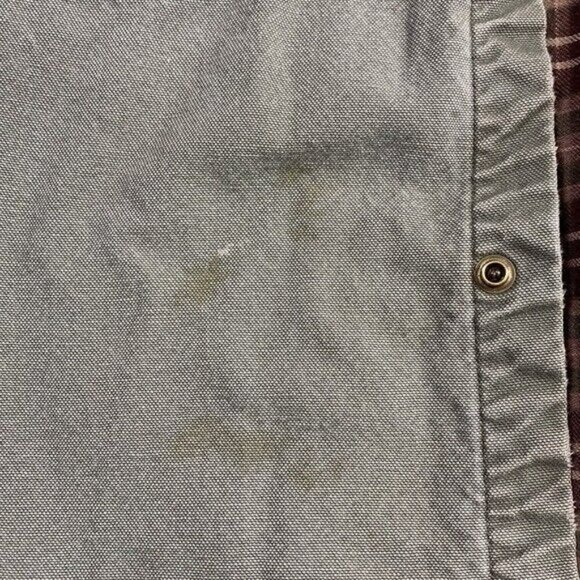 Vintage Carhartt Green Flannel Lined Snap Button Up Canvas Shirt Size XL Grunge - Picture 10 of 12